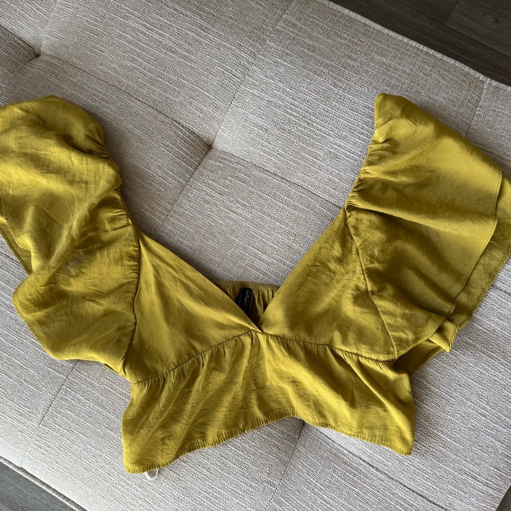 Olive Ruffle Sleeve Top